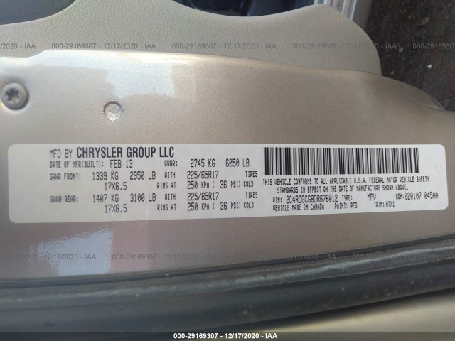 Photo 8 VIN: 2C4RDGCG8DR676012 - DODGE GRAND CARAVAN 