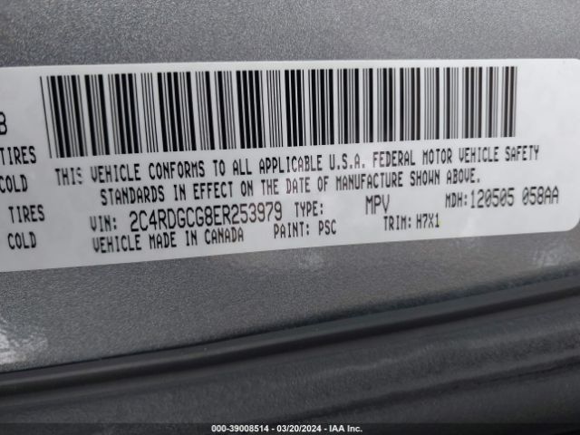 Photo 8 VIN: 2C4RDGCG8ER253979 - DODGE GRAND CARAVAN 