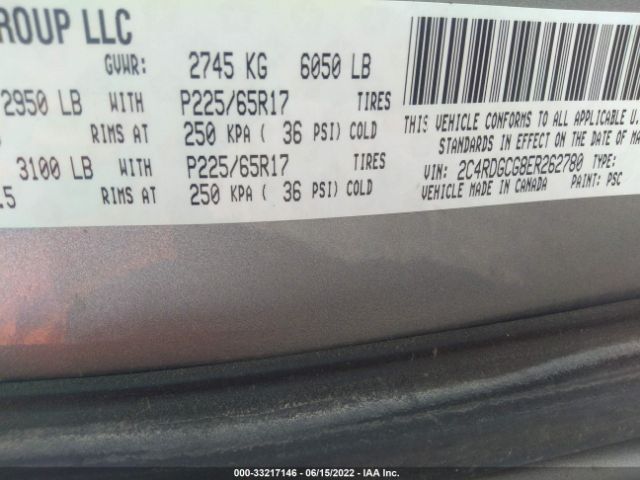 Photo 8 VIN: 2C4RDGCG8ER262780 - DODGE GRAND CARAVAN 