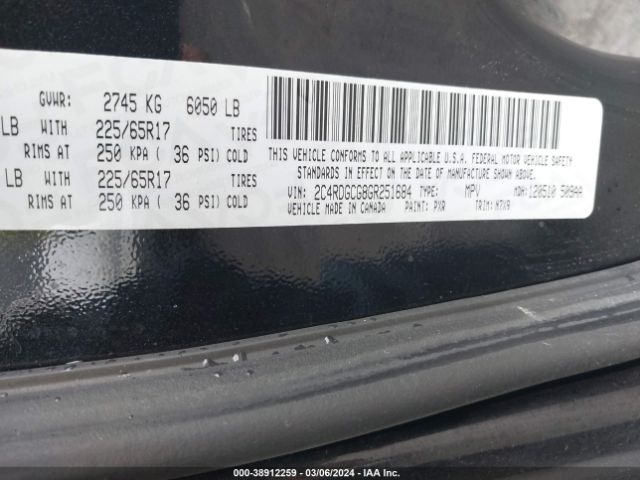 Photo 8 VIN: 2C4RDGCG8GR251684 - DODGE GRAND CARAVAN 