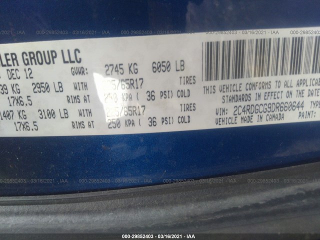 Photo 8 VIN: 2C4RDGCG9DR660644 - DODGE GRAND CARAVAN 