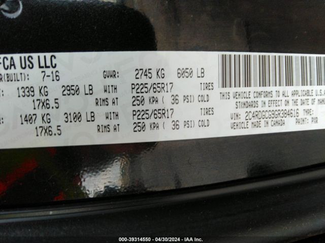 Photo 8 VIN: 2C4RDGCG9GR384616 - DODGE GRAND CARAVAN 