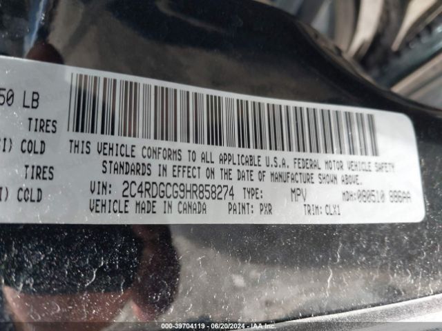 Photo 8 VIN: 2C4RDGCG9HR858274 - DODGE GRAND CARAVAN 