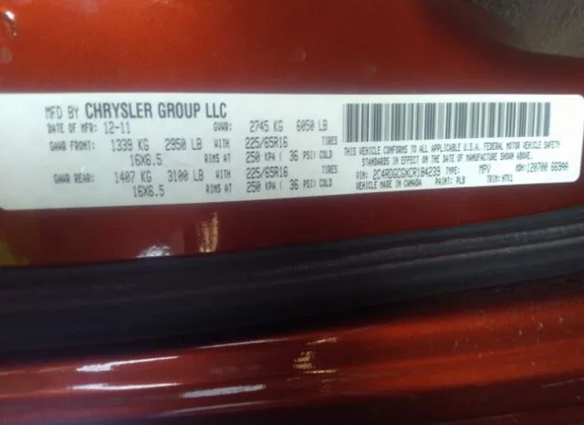 Photo 8 VIN: 2C4RDGCGXCR184239 - DODGE GRAND CARAVAN 