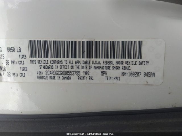 Photo 8 VIN: 2C4RDGCGXDR553795 - DODGE GRAND CARAVAN 