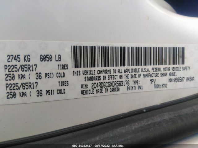 Photo 8 VIN: 2C4RDGCGXDR563176 - DODGE GRAND CARAVAN 