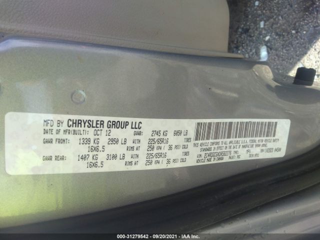 Photo 8 VIN: 2C4RDGCGXDR582276 - DODGE GRAND CARAVAN 