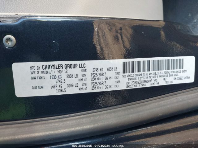 Photo 8 VIN: 2C4RDGCGXDR609007 - DODGE GRAND CARAVAN 