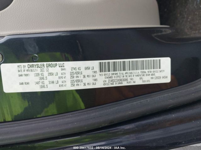 Photo 8 VIN: 2C4RDGCGXDR636806 - DODGE GRAND CARAVAN 