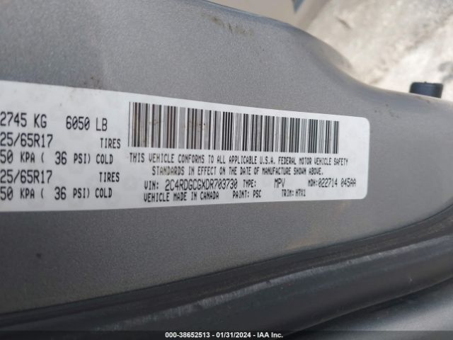 Photo 8 VIN: 2C4RDGCGXDR703730 - DODGE GRAND CARAVAN 