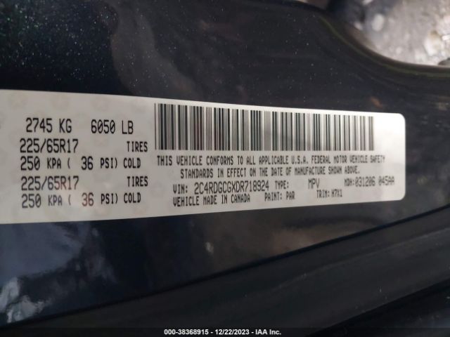 Photo 8 VIN: 2C4RDGCGXDR718924 - DODGE GRAND CARAVAN 