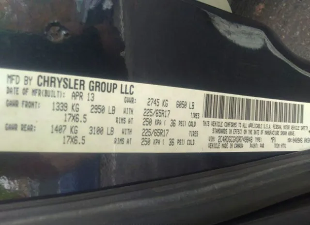 Photo 8 VIN: 2C4RDGCGXDR749848 - DODGE GRAND CARAVAN 