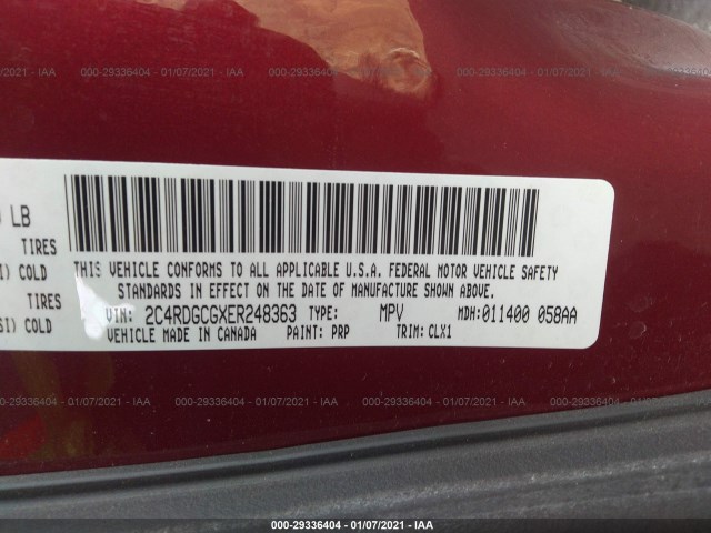 Photo 8 VIN: 2C4RDGCGXER248363 - DODGE GRAND CARAVAN 