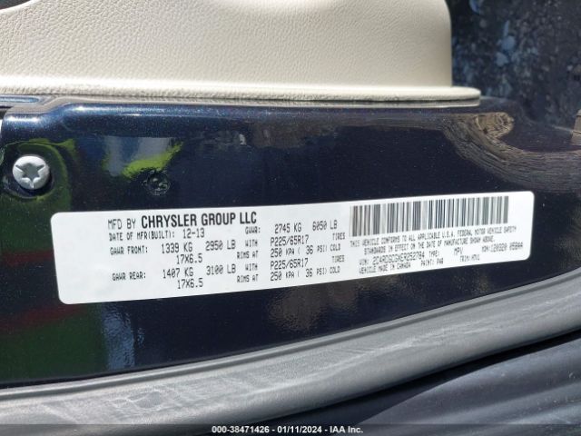 Photo 8 VIN: 2C4RDGCGXER252784 - DODGE GRAND CARAVAN 