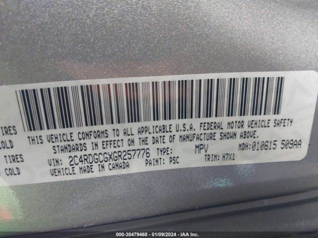 Photo 8 VIN: 2C4RDGCGXGR257776 - DODGE GRAND CARAVAN 