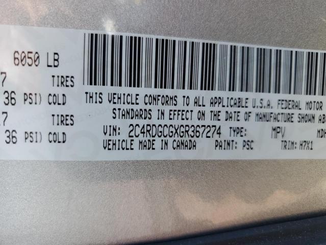 Photo 12 VIN: 2C4RDGCGXGR367274 - DODGE GRAND CARA 