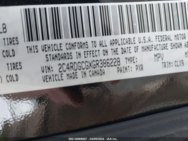 Photo 8 VIN: 2C4RDGCGXGR386228 - DODGE GRAND CARAVAN 