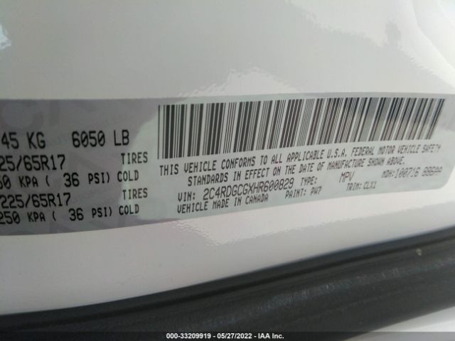 Photo 8 VIN: 2C4RDGCGXHR600829 - DODGE GRAND CARAVAN 