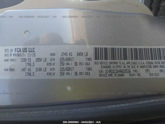 Photo 8 VIN: 2C4RDGCGXHR625536 - DODGE GRAND CARAVAN 