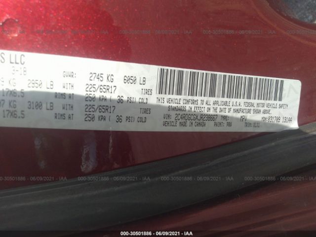 Photo 8 VIN: 2C4RDGCGXJR238667 - DODGE GRAND CARAVAN 