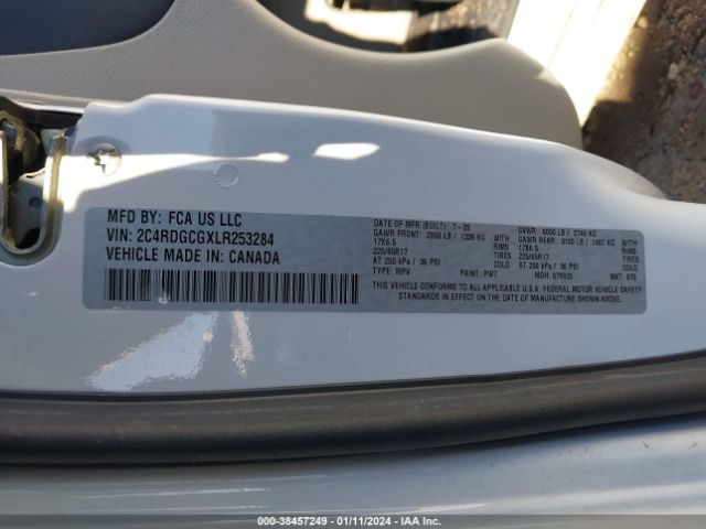 Photo 8 VIN: 2C4RDGCGXLR253284 - DODGE GRAND CARAVAN 