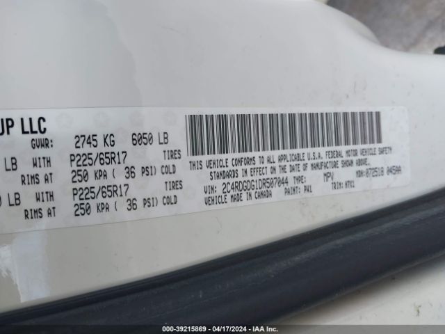 Photo 8 VIN: 2C4RDGDG1DR507044 - DODGE GRAND CARAVAN 