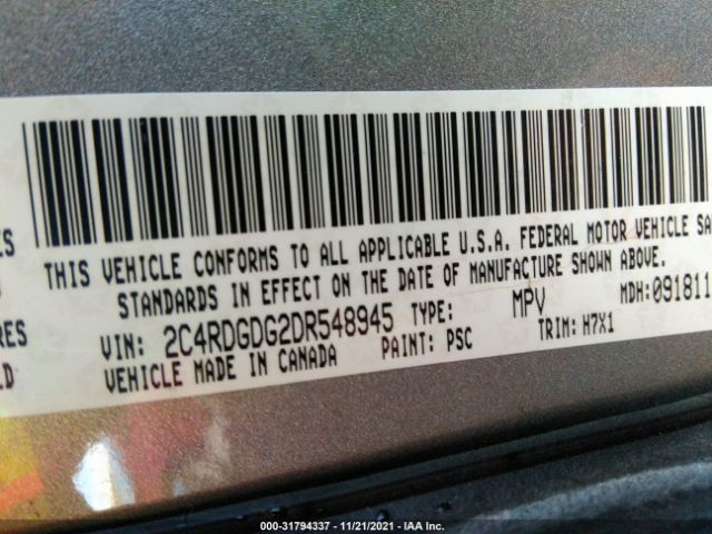 Photo 8 VIN: 2C4RDGDG2DR548945 - DODGE GRAND CARAVAN 