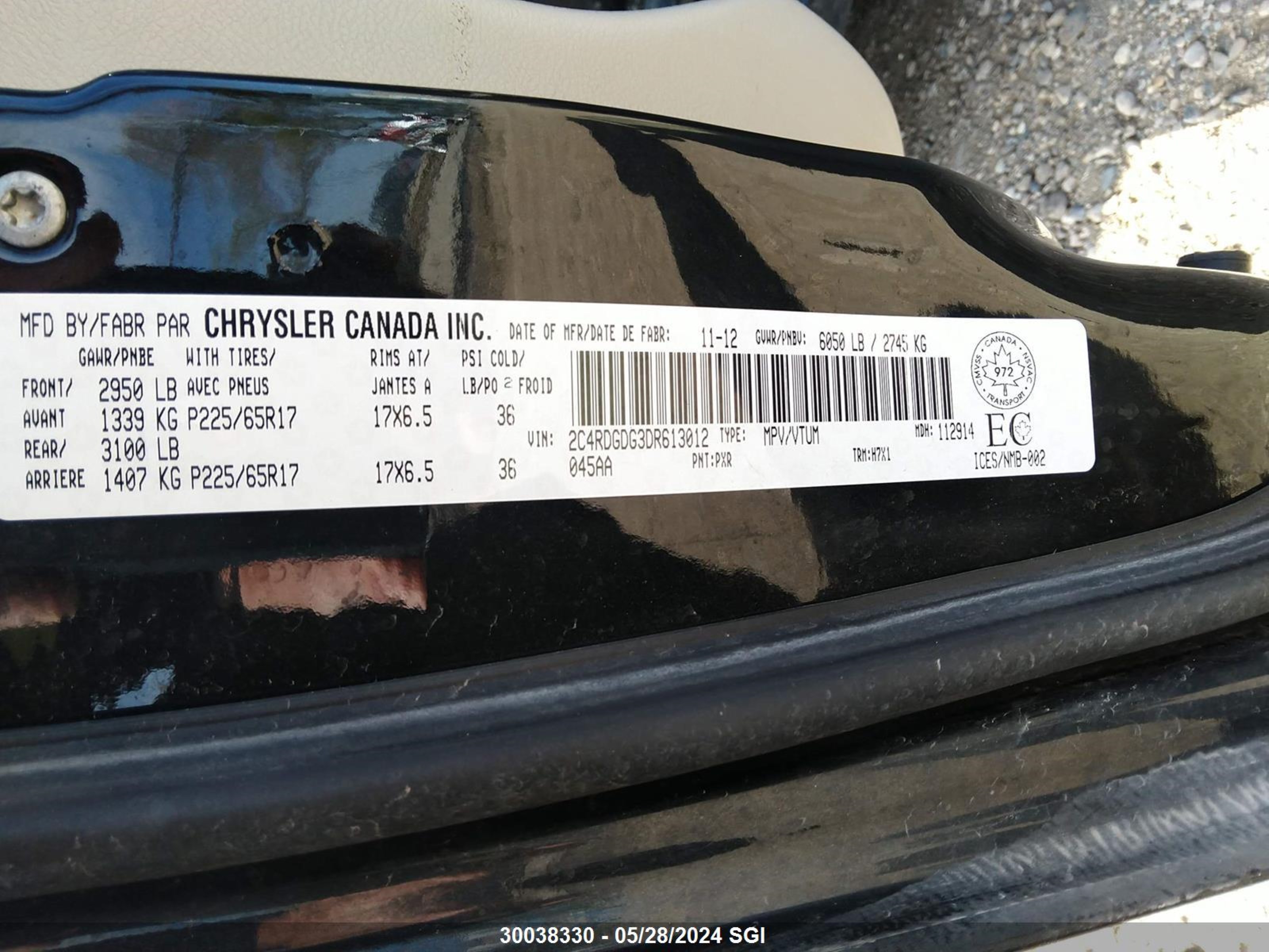 Photo 8 VIN: 2C4RDGDG3DR613012 - DODGE CARAVAN 