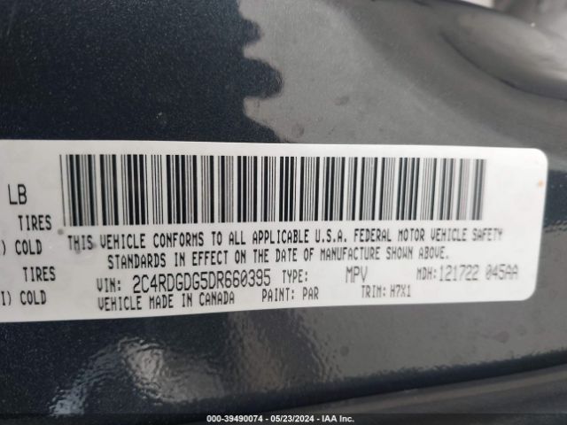 Photo 8 VIN: 2C4RDGDG5DR660395 - DODGE GRAND CARAVAN 