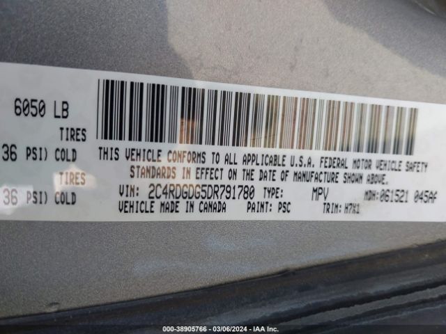 Photo 8 VIN: 2C4RDGDG5DR791780 - DODGE GRAND CARAVAN 