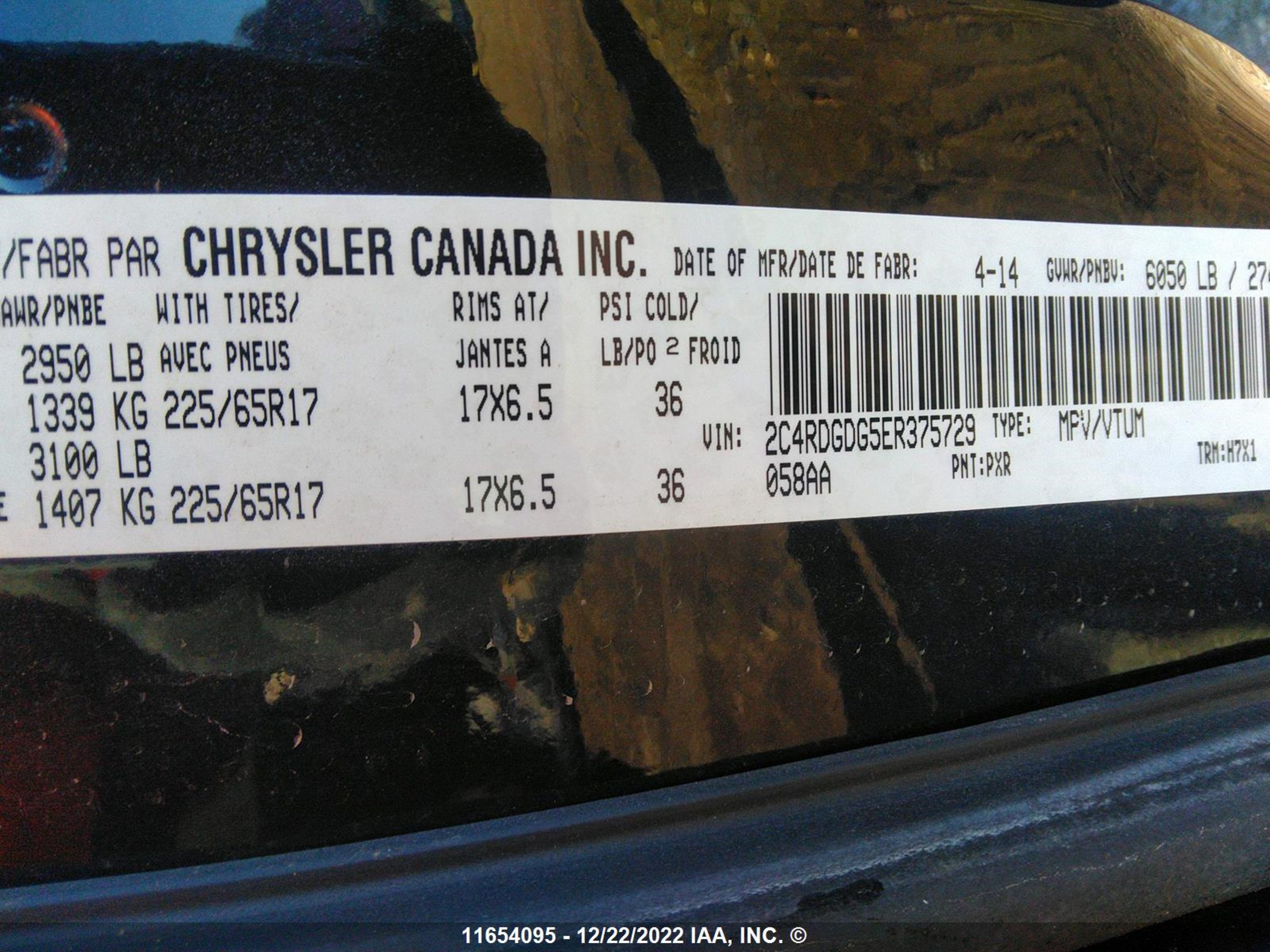 Photo 8 VIN: 2C4RDGDG5ER375729 - DODGE CARAVAN 