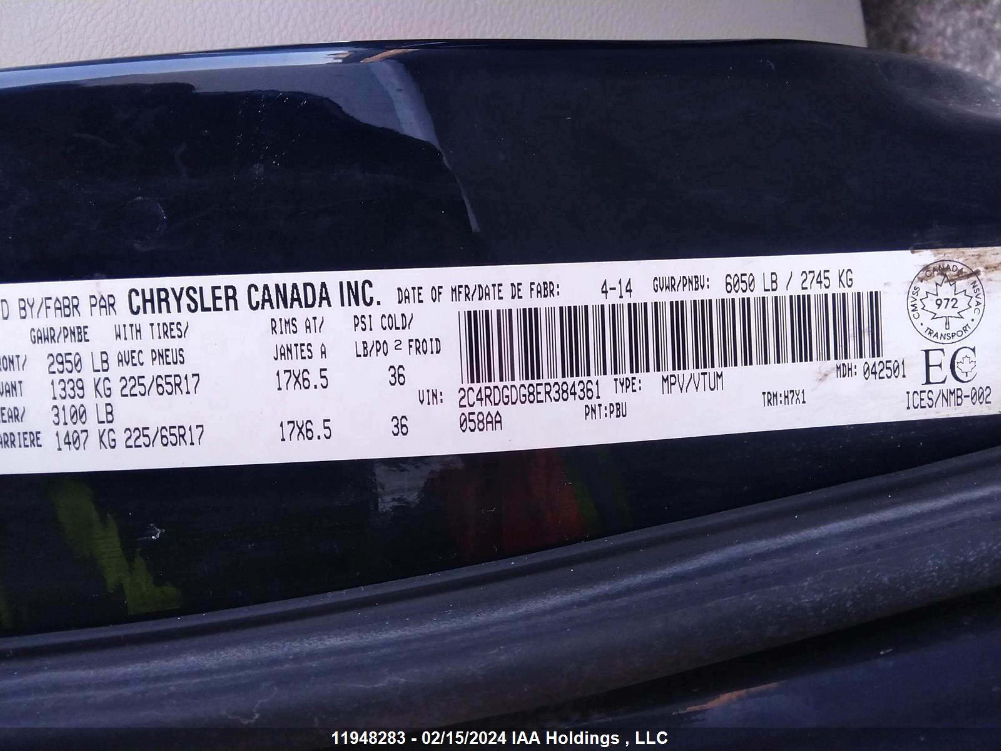 Photo 8 VIN: 2C4RDGDG8ER384361 - DODGE CARAVAN 