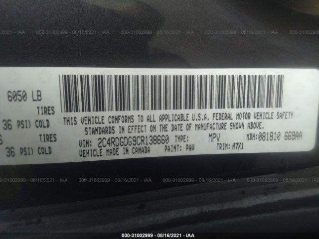 Photo 8 VIN: 2C4RDGDG9CR138660 - DODGE GRAND CARAVAN 