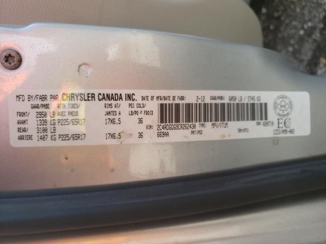 Photo 9 VIN: 2C4RDGDG9CR262430 - DODGE GRAND CARA 