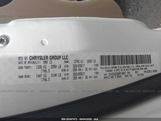 Photo 8 VIN: 2C4RDGDG9DR710697 - DODGE GRAND-CARAVAN 