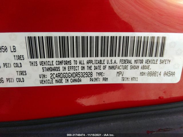 Photo 8 VIN: 2C4RDGDGXDR532928 - DODGE GRAND CARAVAN 