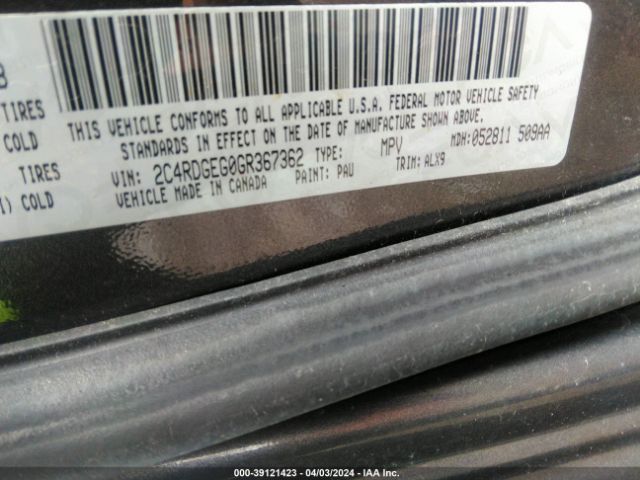 Photo 8 VIN: 2C4RDGEG0GR367362 - DODGE GRAND CARAVAN 