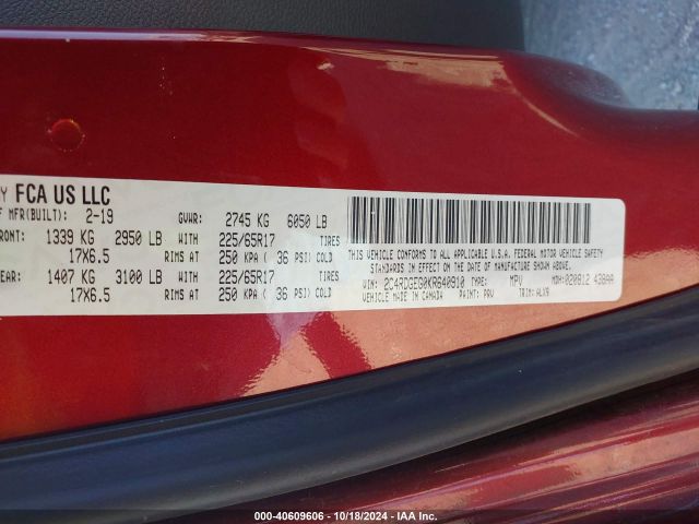 Photo 8 VIN: 2C4RDGEG0KR640910 - DODGE GRAND CARAVAN 