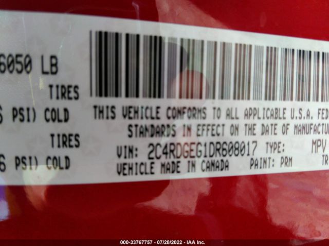 Photo 8 VIN: 2C4RDGEG1DR608017 - DODGE GRAND CARAVAN 