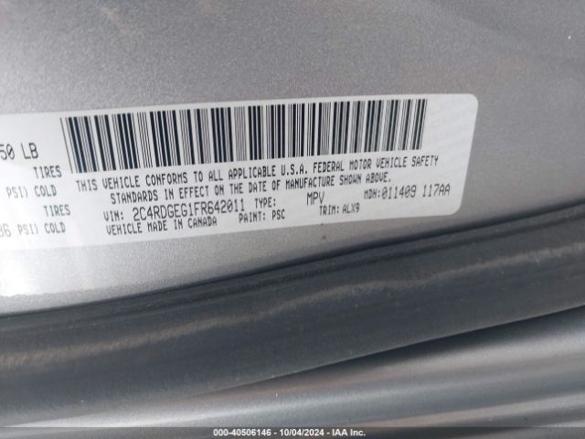 Photo 8 VIN: 2C4RDGEG1FR642011 - DODGE GRAND CARAVAN 