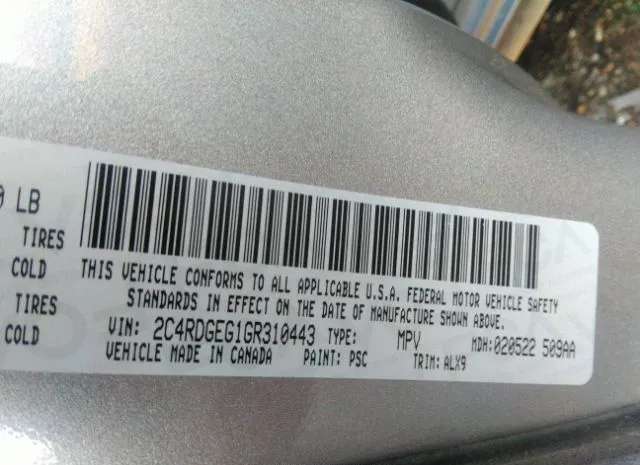 Photo 8 VIN: 2C4RDGEG1GR310443 - DODGE GRAND CARAVAN 