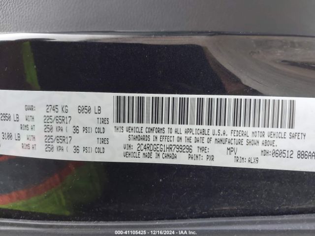 Photo 8 VIN: 2C4RDGEG1HR799296 - DODGE GRAND CARAVAN 