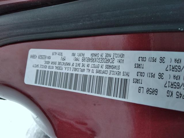 Photo 9 VIN: 2C4RDGEG1KR648109 - DODGE GRAND CARA 