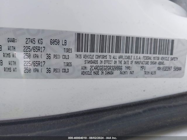 Photo 8 VIN: 2C4RDGEG2GR320866 - DODGE GRAND CARAVAN 