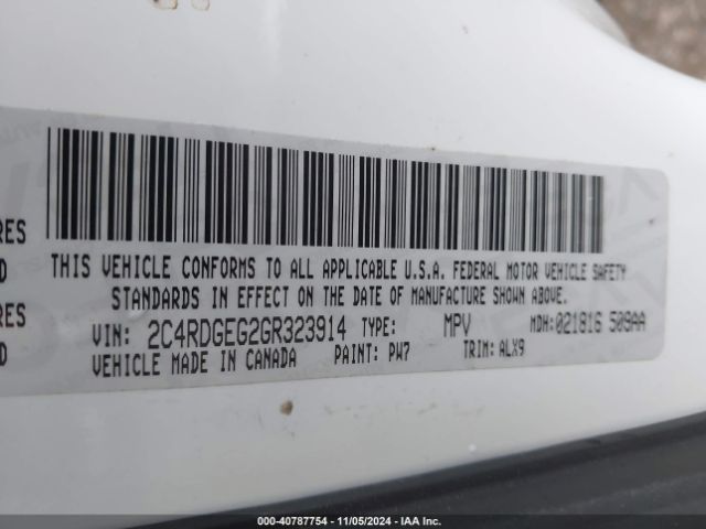 Photo 8 VIN: 2C4RDGEG2GR323914 - DODGE GRAND CARAVAN 