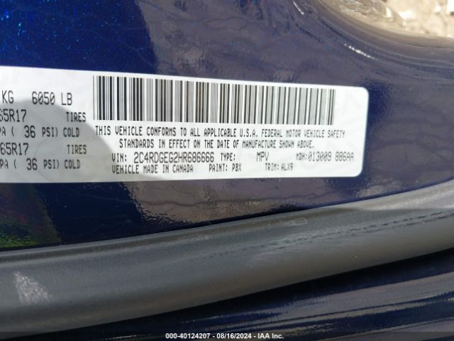 Photo 8 VIN: 2C4RDGEG2HR686666 - DODGE GRAND CARAVAN 