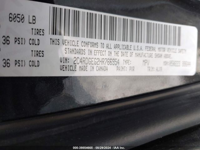 Photo 8 VIN: 2C4RDGEG2HR766954 - DODGE GRAND CARAVAN 