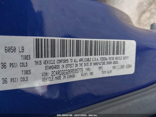 Photo 8 VIN: 2C4RDGEG2KR595775 - DODGE GRAND CARAVAN 