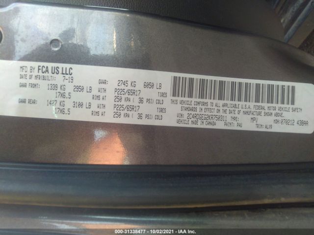 Photo 8 VIN: 2C4RDGEG2KR750311 - DODGE GRAND CARAVAN 