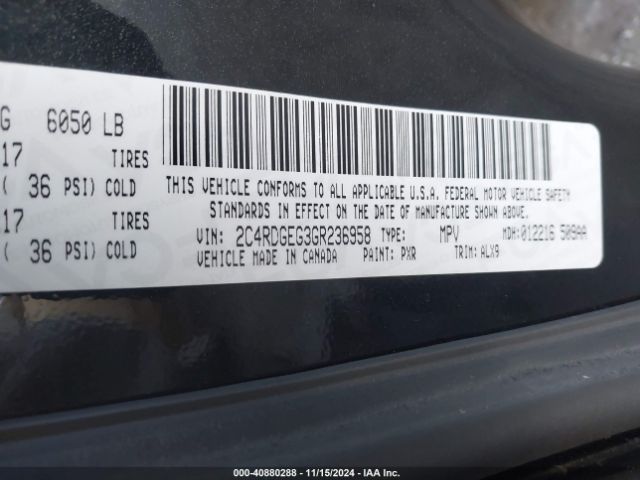 Photo 8 VIN: 2C4RDGEG3GR236958 - DODGE GRAND CARAVAN 